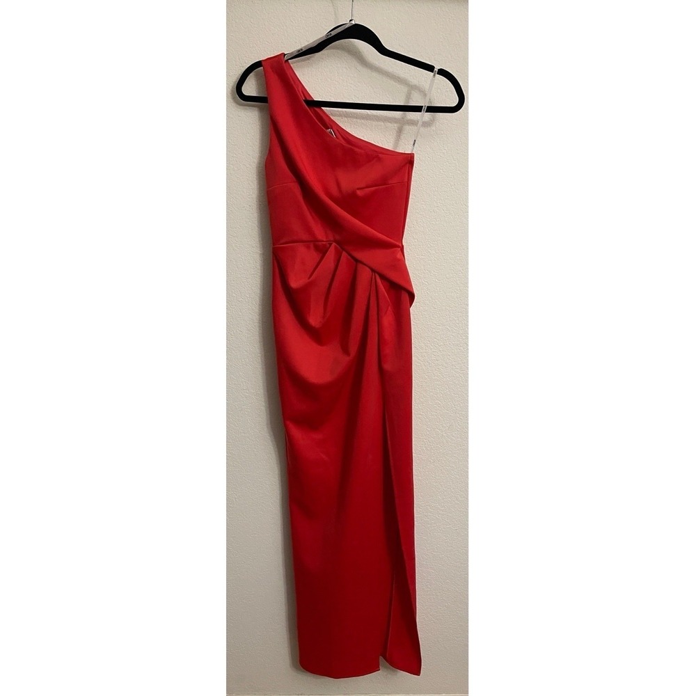 ASOS Red One-Shoulder Draped Maxi Dress